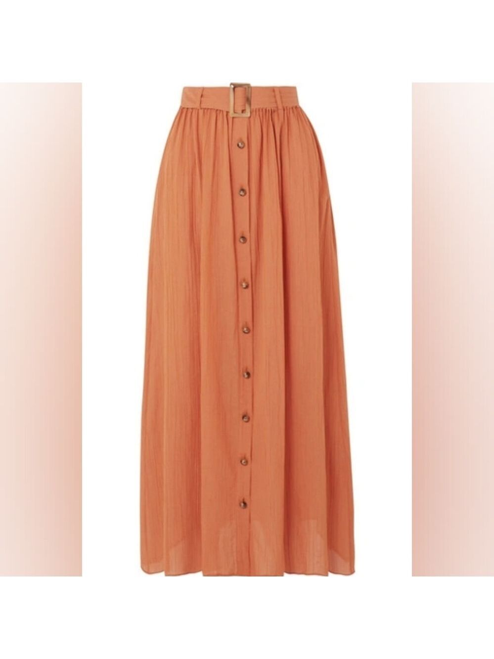 Lisa Marie Fernandez Belted Cotton-gauze Maxi Skirt In Orange 🧡